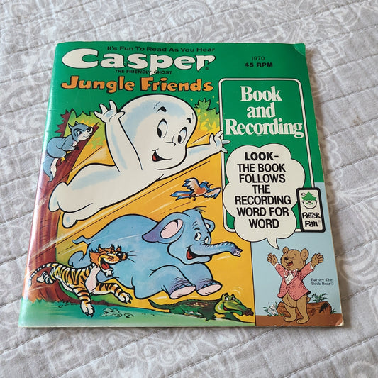 Casper The Friendly Ghost Jungle Friends Book & 45 RPM Record by Peter Pan 1973