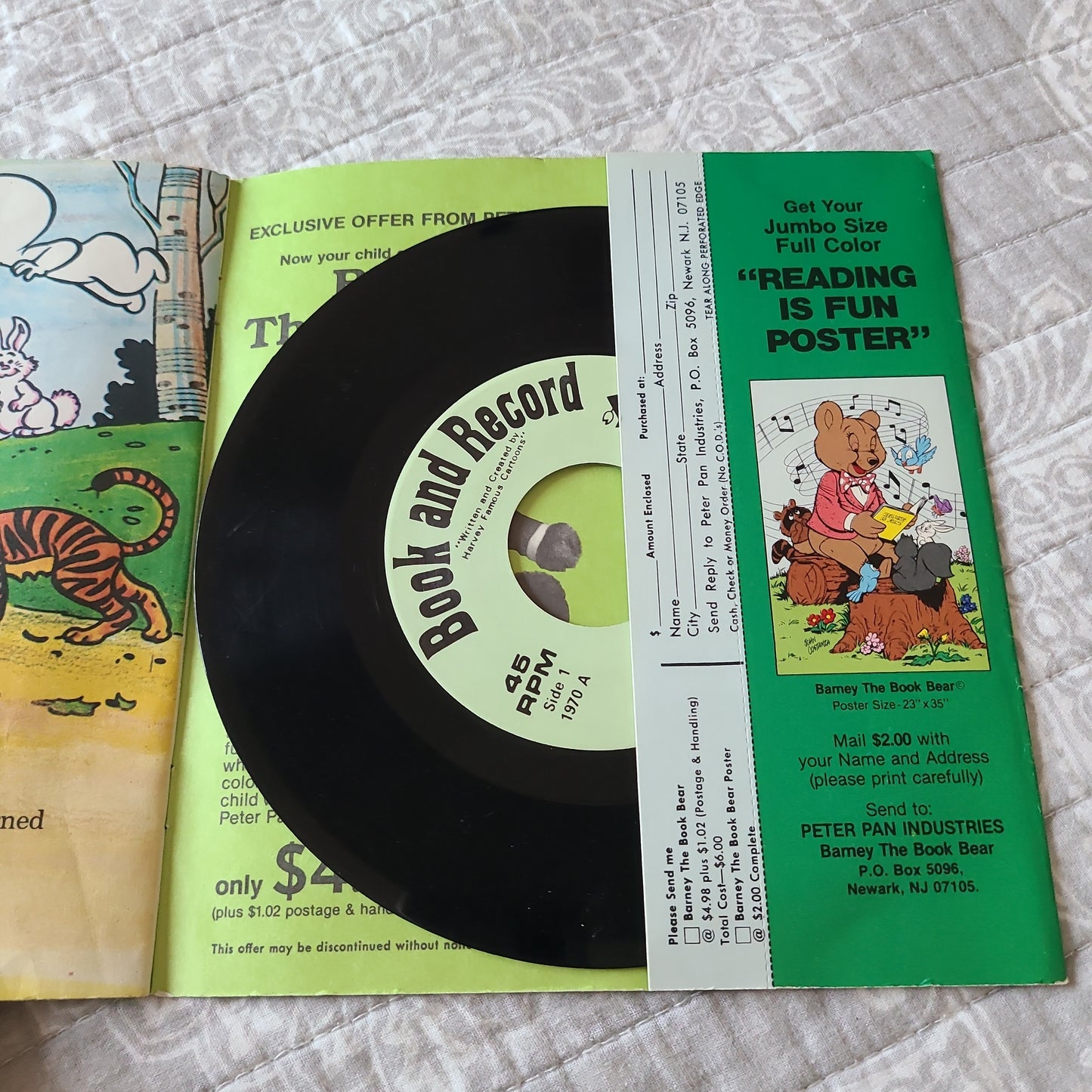 Casper The Friendly Ghost Jungle Friends Book & 45 RPM Record by Peter Pan 1973