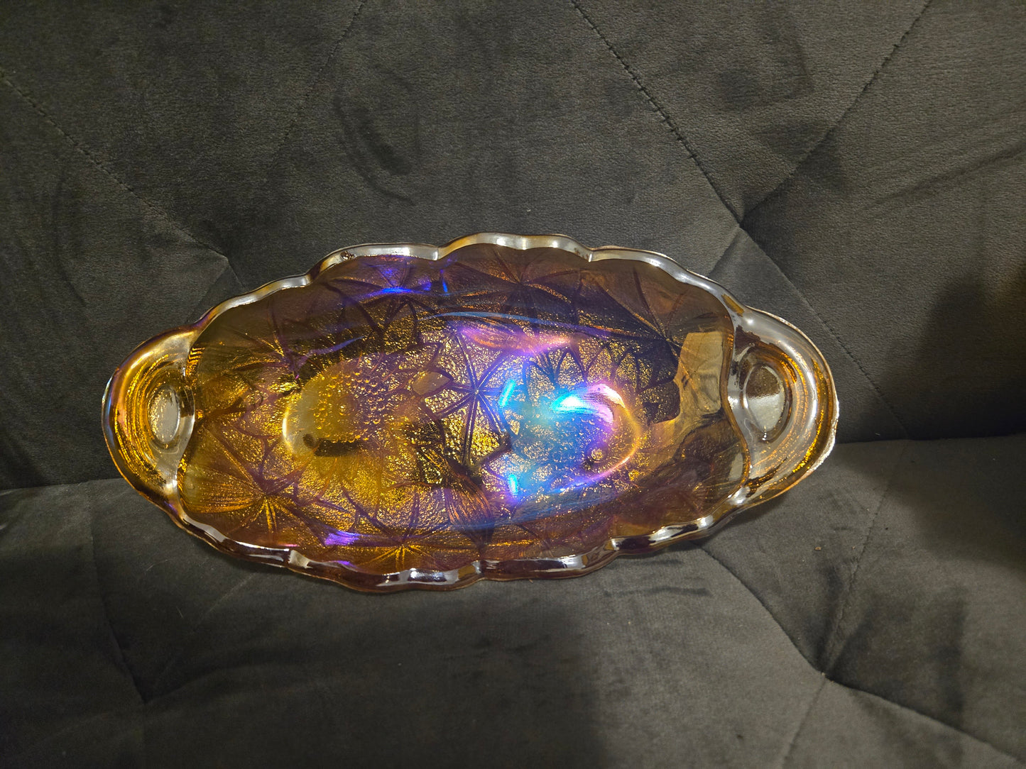 Carnival Glass Irradescent Sunflower Dish