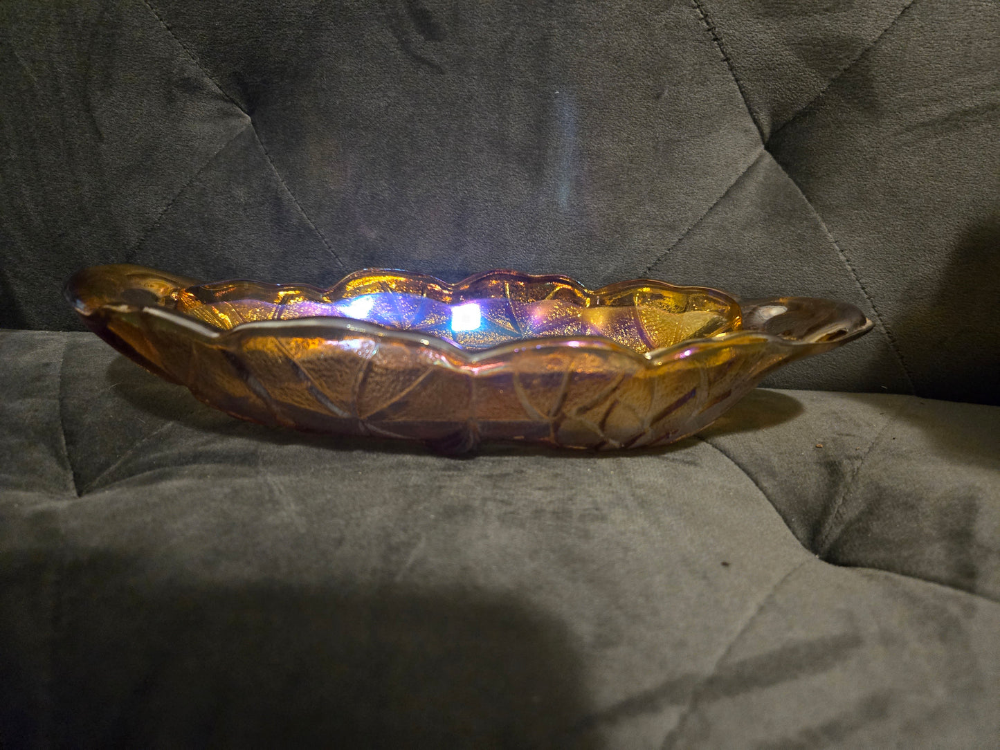 Carnival Glass Irradescent Sunflower Dish